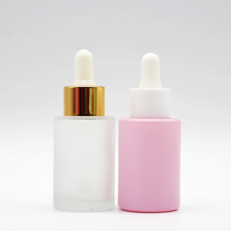 Colorful custom gradient pastel color pink nude 30ml glass serum bottle white paper box