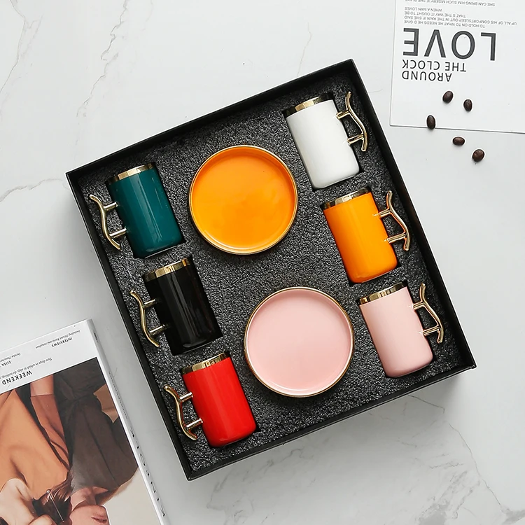 Custom luxury porcelain gift set espresso coffee cup tea cups & saucers royal ceramic tea cup set of 12 pieces