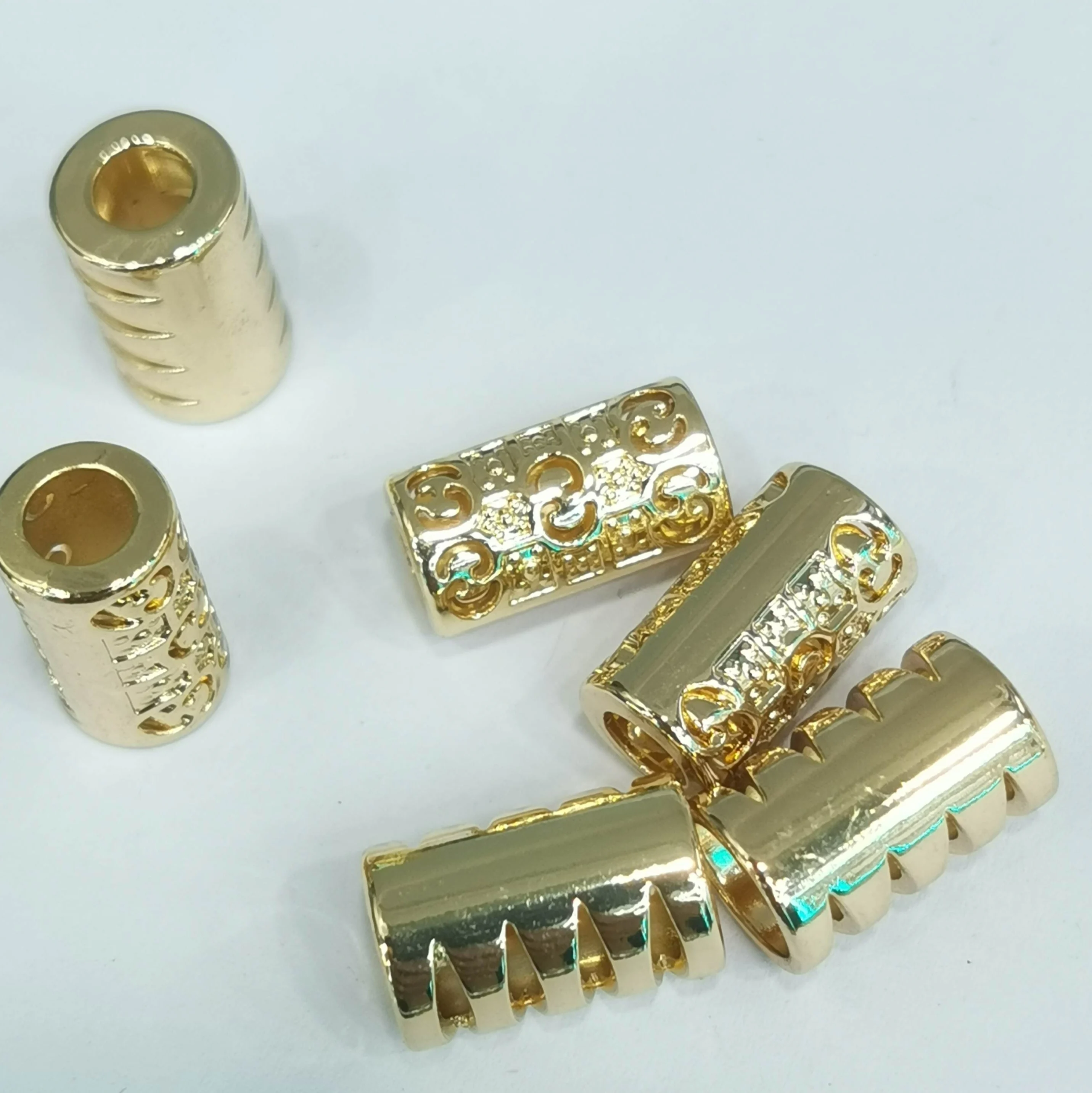 Ready stocks hollow out design zinc alloy metal gold cord ends stopper for swimsuit