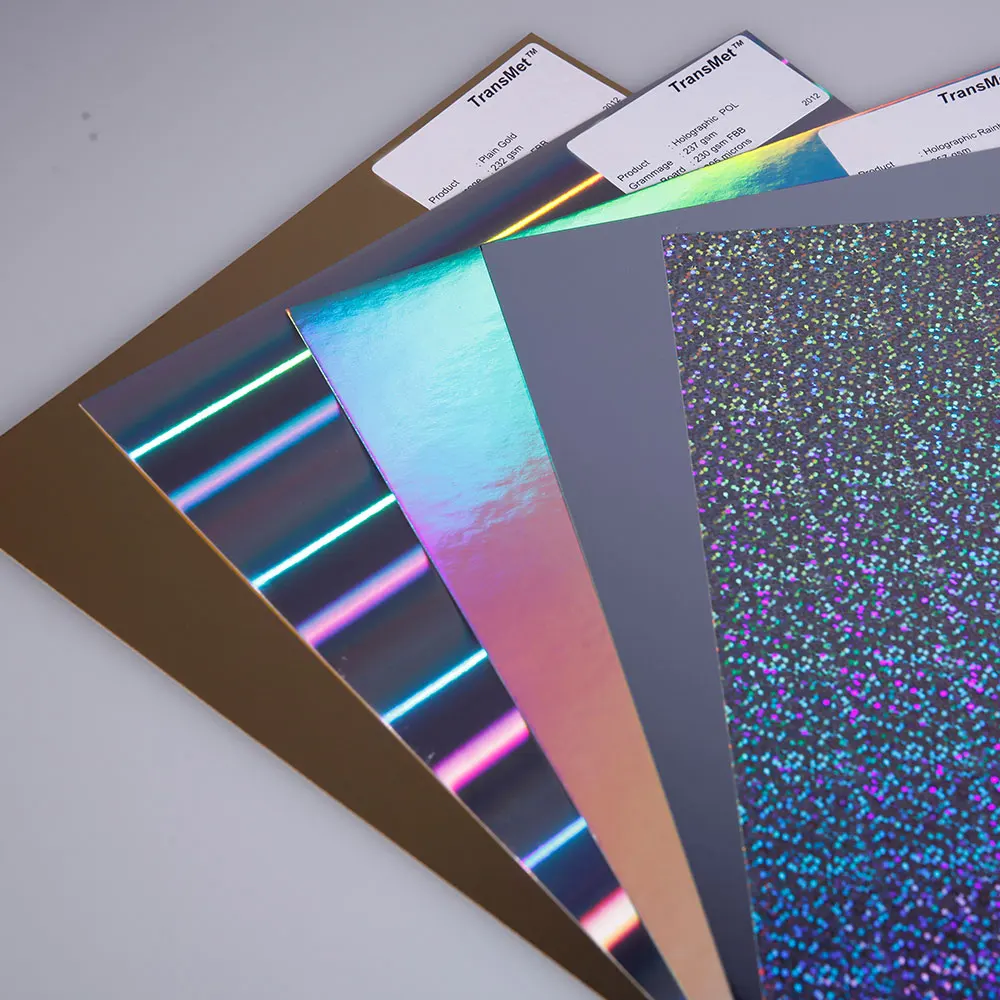 PET metallized metallic rainbow holographic paper/paperboard for printing and packaging