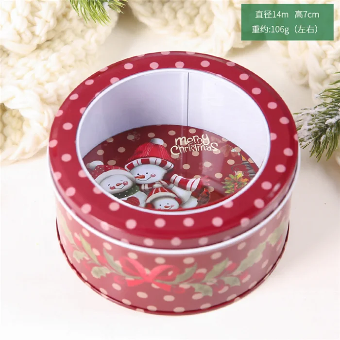 christmas gifts 14cm round metal tin cans candy box in stock