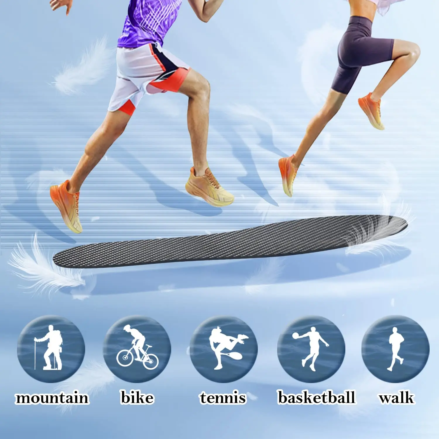 Ideastep Carbon Fiber Like Insoles Flat Foot Eliminate Pressure Orthotic Insoles Full Length With Arch Supports