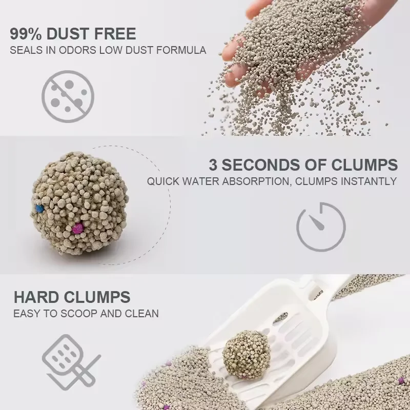 Premium Clumping  Bentonite Litter Low Dust Ball Shaped Bentonite Cat Litter 25L