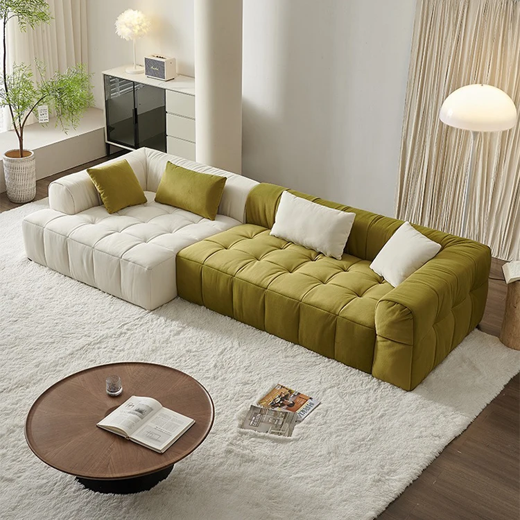 Nordic Furniture Couch Living Room Sofas Corner Modular L Shaped Sectional Sofa 2 Seater Beige Comfort Lazy Fabric Sofa For Home