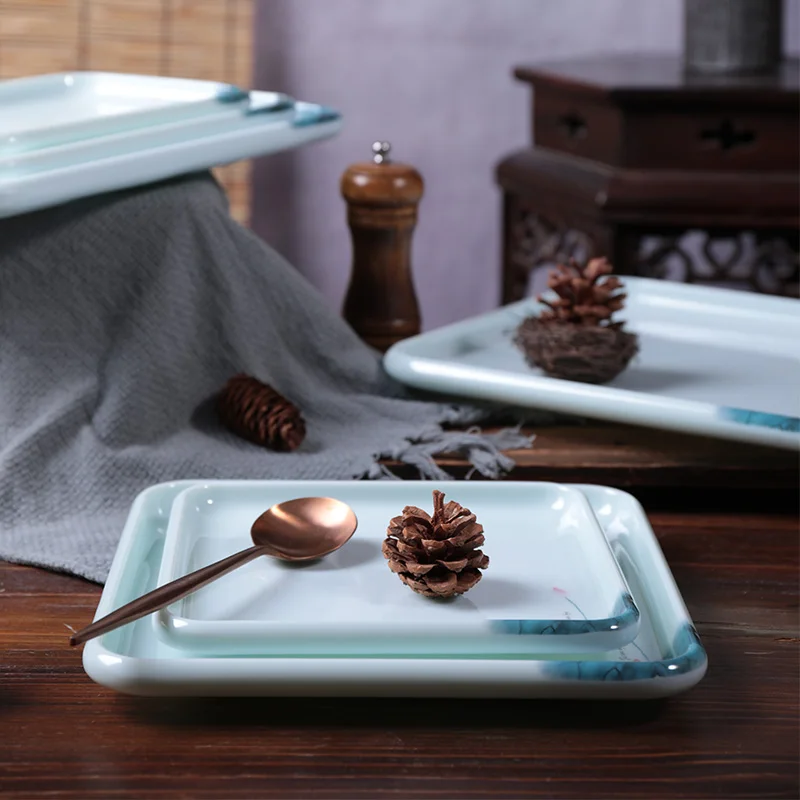  Square Printed Flower Melamine Plates Set Dinnerware Sets Kitchen plastic melamine Sushi Plate