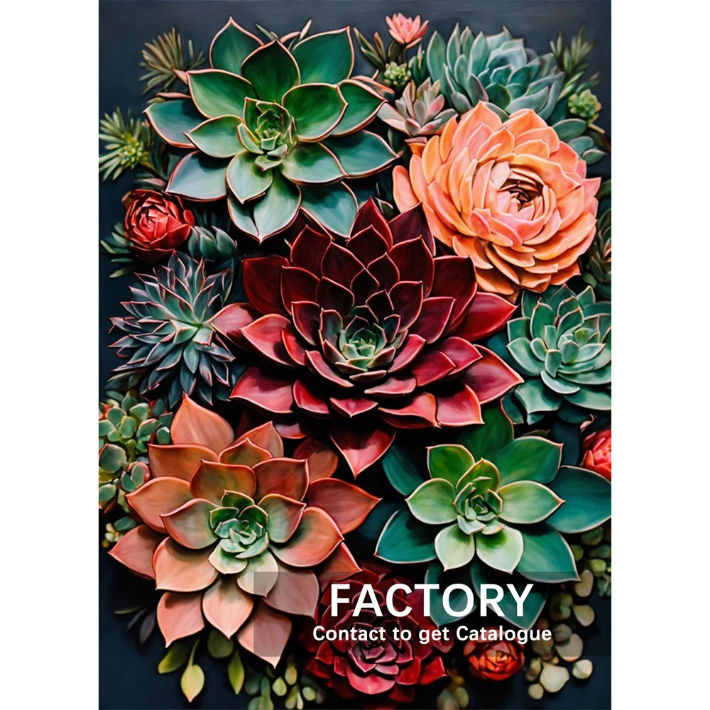 5d Diamond Painting Diy 5D Diamond Embroidery Yellow and Green Succulent Plants Abstract Pattern Mosaic Cross Stitch Home Decor