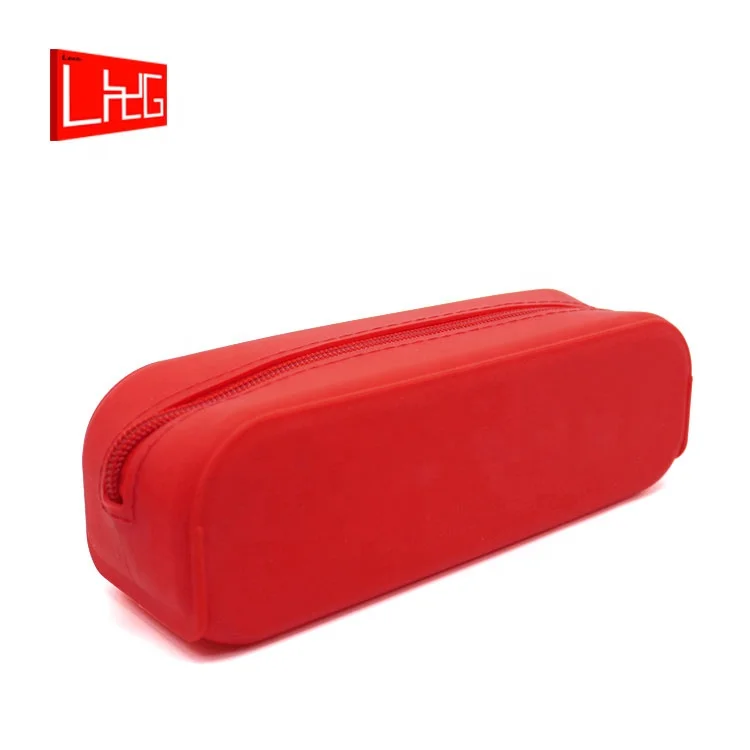 Wholesale custom printed logo students zipper pen bag large capacity silicone pencil case