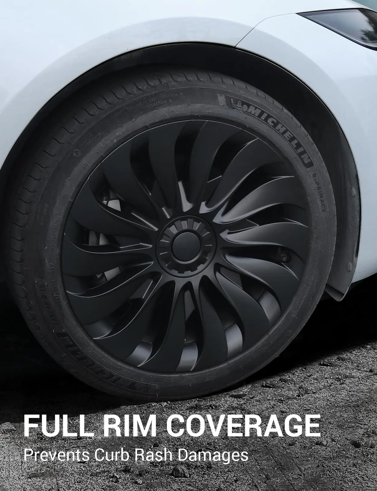 18 Inch Cyclone Style Hubcaps Hub Caps OEM Rim Protector Replacement Matte Black Wheel Cover for 2024 Tesla Model 3 Highland