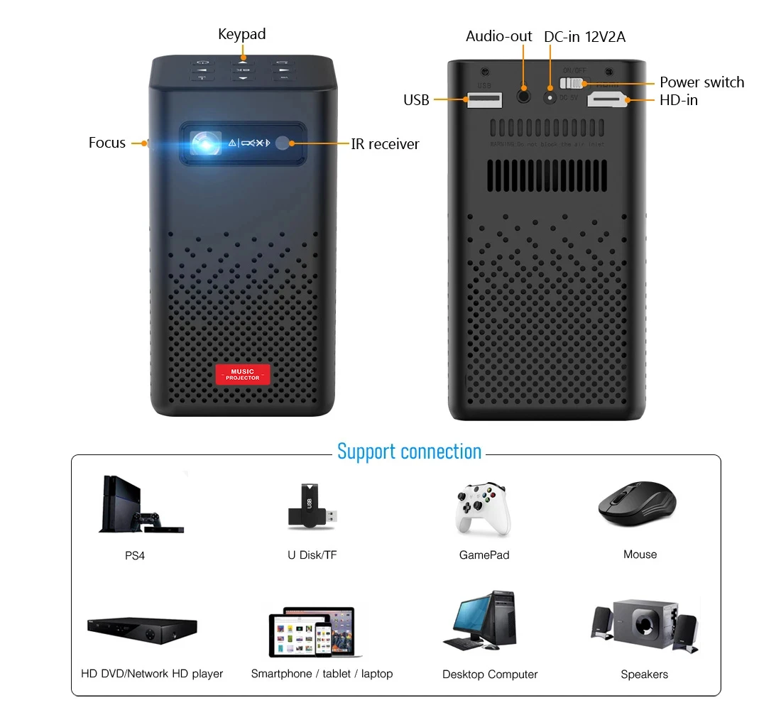 Wholesale Android 9 Mini Projector LED 150ANSI support 3D 4K WIFI Android pocket portable DLP wireless smart projectors