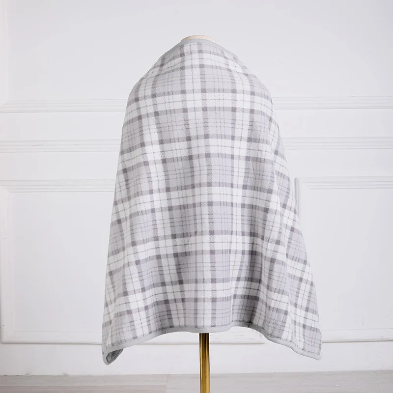 Custom Winter Multi-purpose Polar Fleece Throw Blanket Colorful Cloak Grid Stripe Design Scarf Shawl Blanket