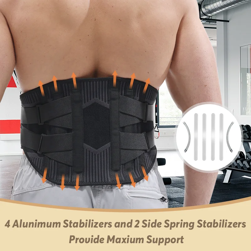 Best Selling Customized Medical Working Men Breathable 4 Alunumum Stabilizers Back Pain Waist Back Brace Lumbar Support Belt