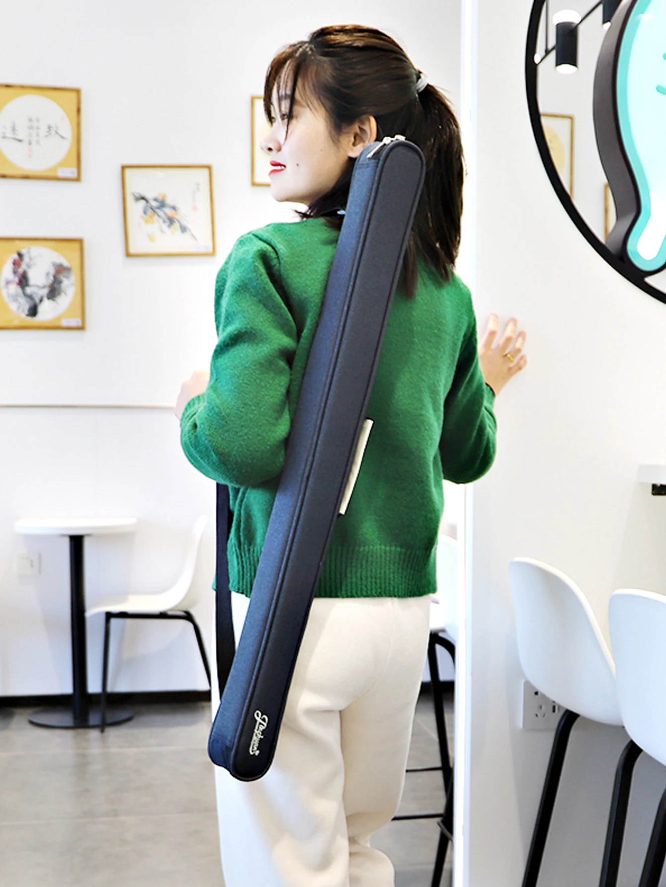 Monochrome simplicity can be customized logo one shoulder or handheld portable billiard cue case