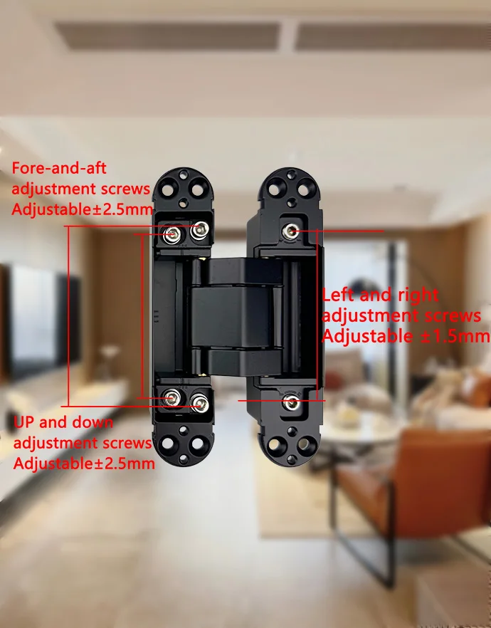 Hot sale Heavy Duty Zinc Alloy 3D Adjustable 180 Degree H Shape Invisible Hidden Concealed Wooden Door Hinges 80KG