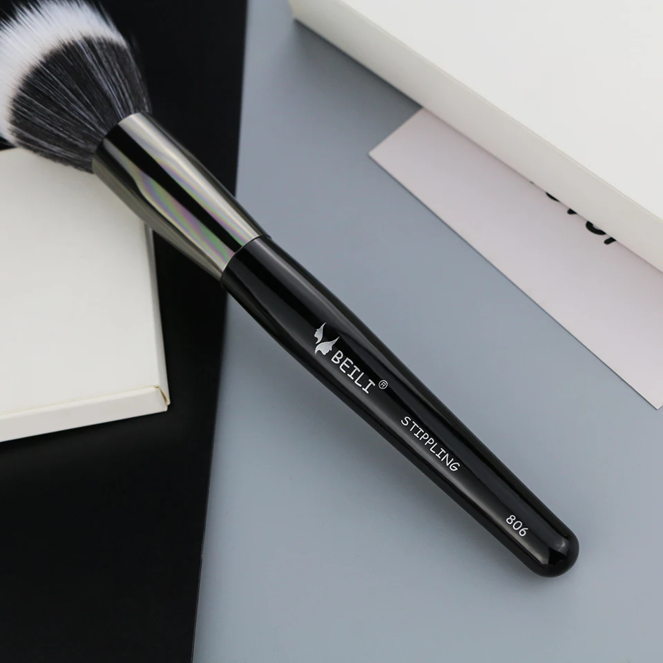 BEILI Premium Synthetic hair make up brush Fashion hairy stipple foundation contour brush makeup brushes manufacturers