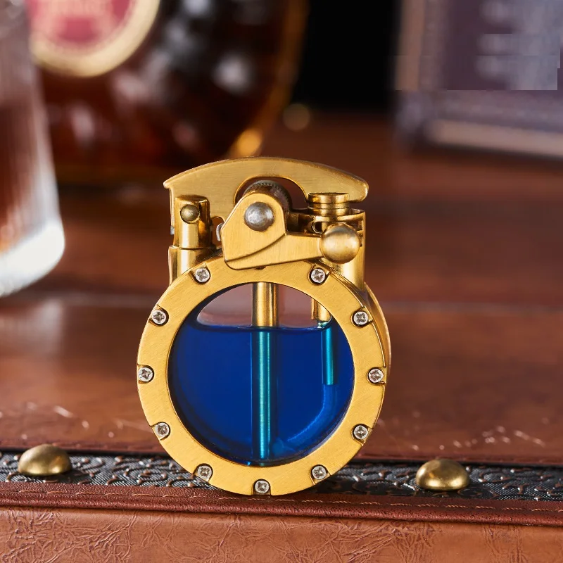 Wholesale Vintage Rocker Arm Kerosene Lighter Mini Pocket Lighter Grinding Wheel Metal Oil Lighters With Windows