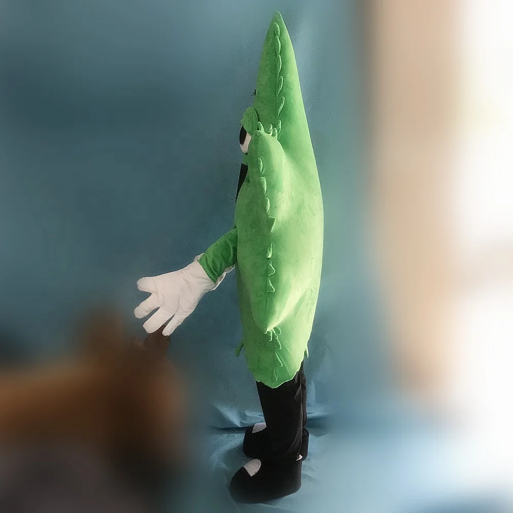 Easy wearing human size soft plush happy face maple leaf mascot costume for party event fit all adult green maple leaf costume