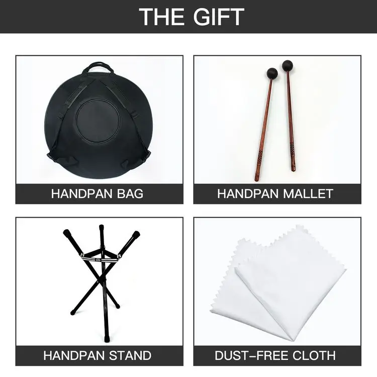 ASTEMAN Handpan Performers Series Black 10 Note Handpan Drum Steel Tin Music Quenching Process Drums Musical