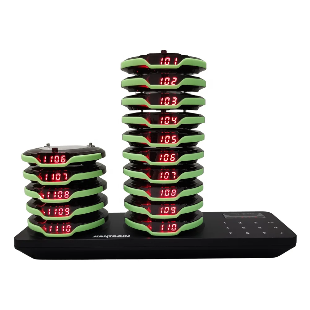 Wireless Waiter Call System 20 Food Buzzers Waterproof and Vibrating Restaurant Coaster Pager