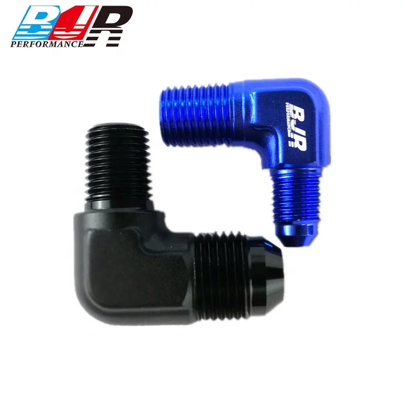 BJR AN6 90 Degree Male Fuel Hose Connector  AN To NPT Fitting Adapter
