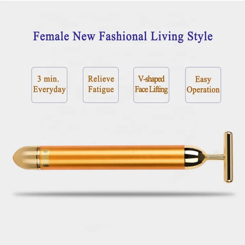 24K Gold Ion Beauty Bar Face & Neck Lifting Massager Face Lifting Device Face Lift Skin Tightening