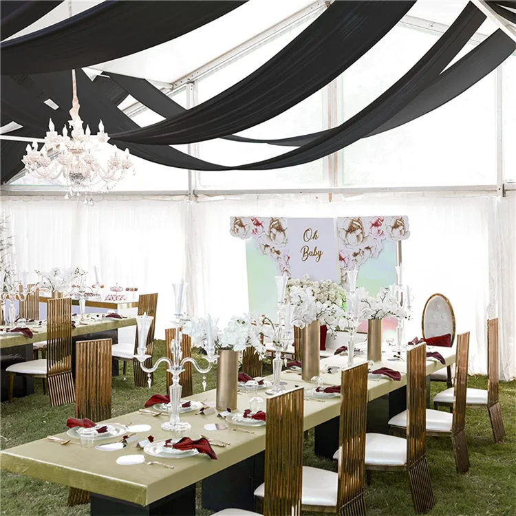 Black Chiffon Ceiling Panels 5x20FT Wedding Arch Drapes Fabric Sheer Curtains Draping for Ceremony Reception Swag Decoration