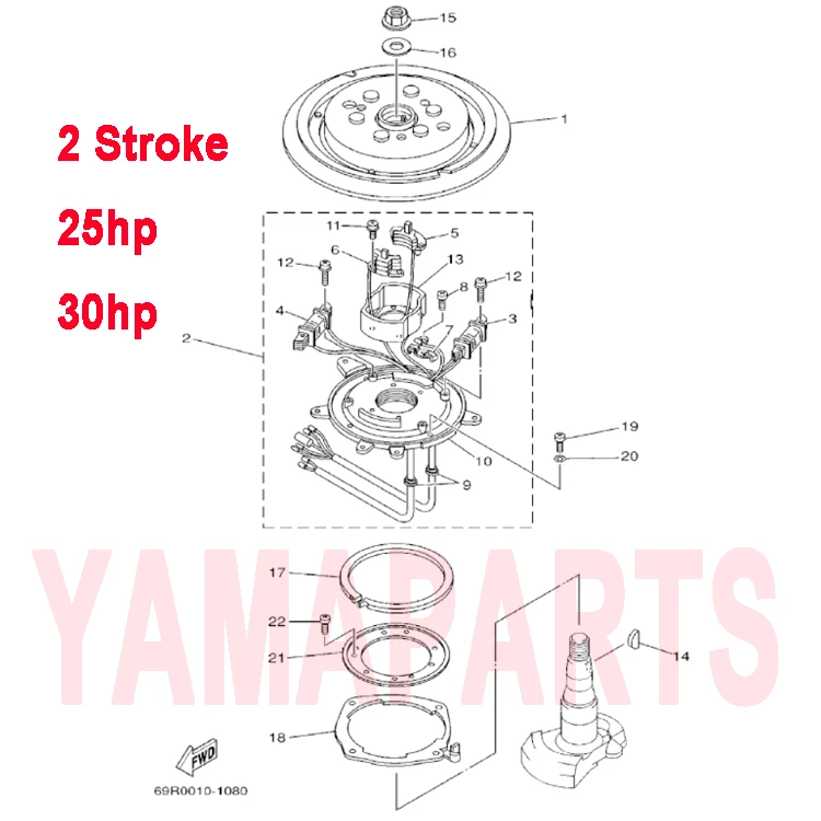 61N-85550-10 ROTOR ASSY FOR YAMAHA HIDEA PARSUN SEATAN 2 STROKE 25HP 30HP OUTBOARD ENGINE MOTOR SPARE PARTS