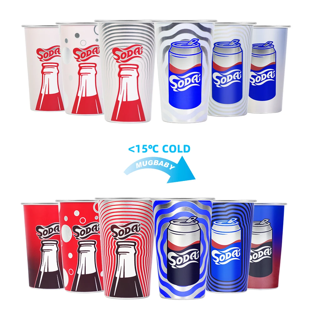 Color changing logo mug reusable manufacturer party beer cold drink metal chill aluminum cup