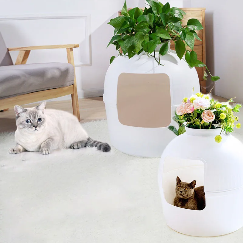 Pet Cat Litter Cabinet Planter Furniture Cat Toilet Hidden Kitty Large Cats Sandbox Plus Size No Leakage Enclosure Litter Box