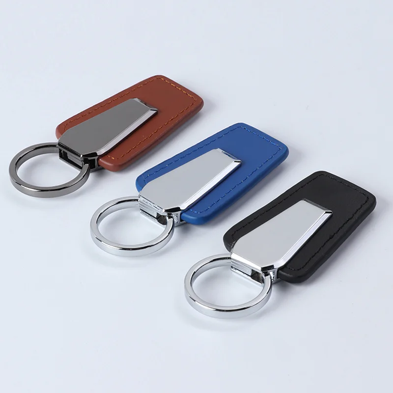 
Hot Sale Custom Logo Fashionable PU Luxury Leather Keychain Metal Key Chain For Business Gift Souvenir 