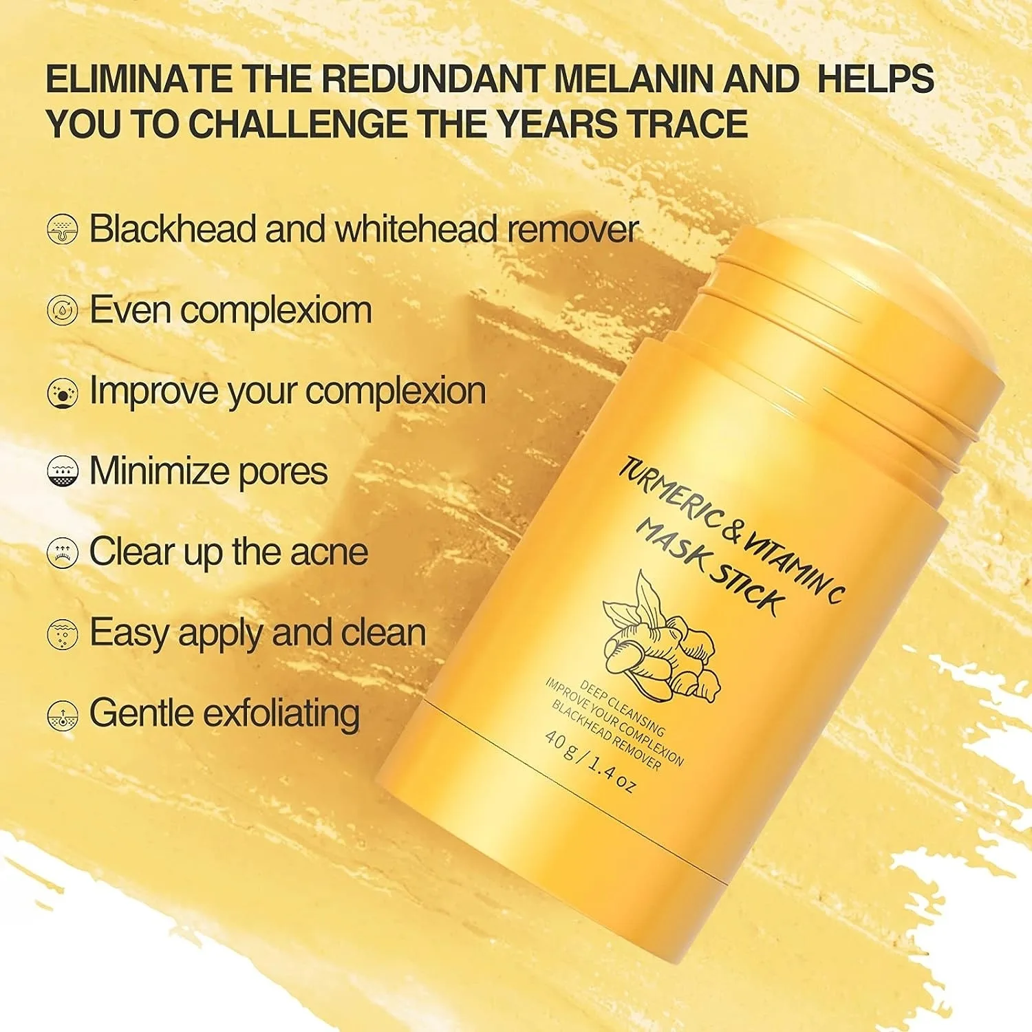 Turmeric Vitamin C Clay Face Mask Stick Set Oil Control and Balance Facial Mask Blackhead Remover Anti-Acne Treatment