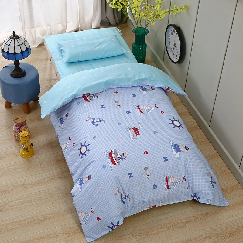 Dropshipping nursery 3 pcs racoon cartoon print Quilt Cover Mattress Cover Pillowcase newborn girl crib cot baby boy bedding set