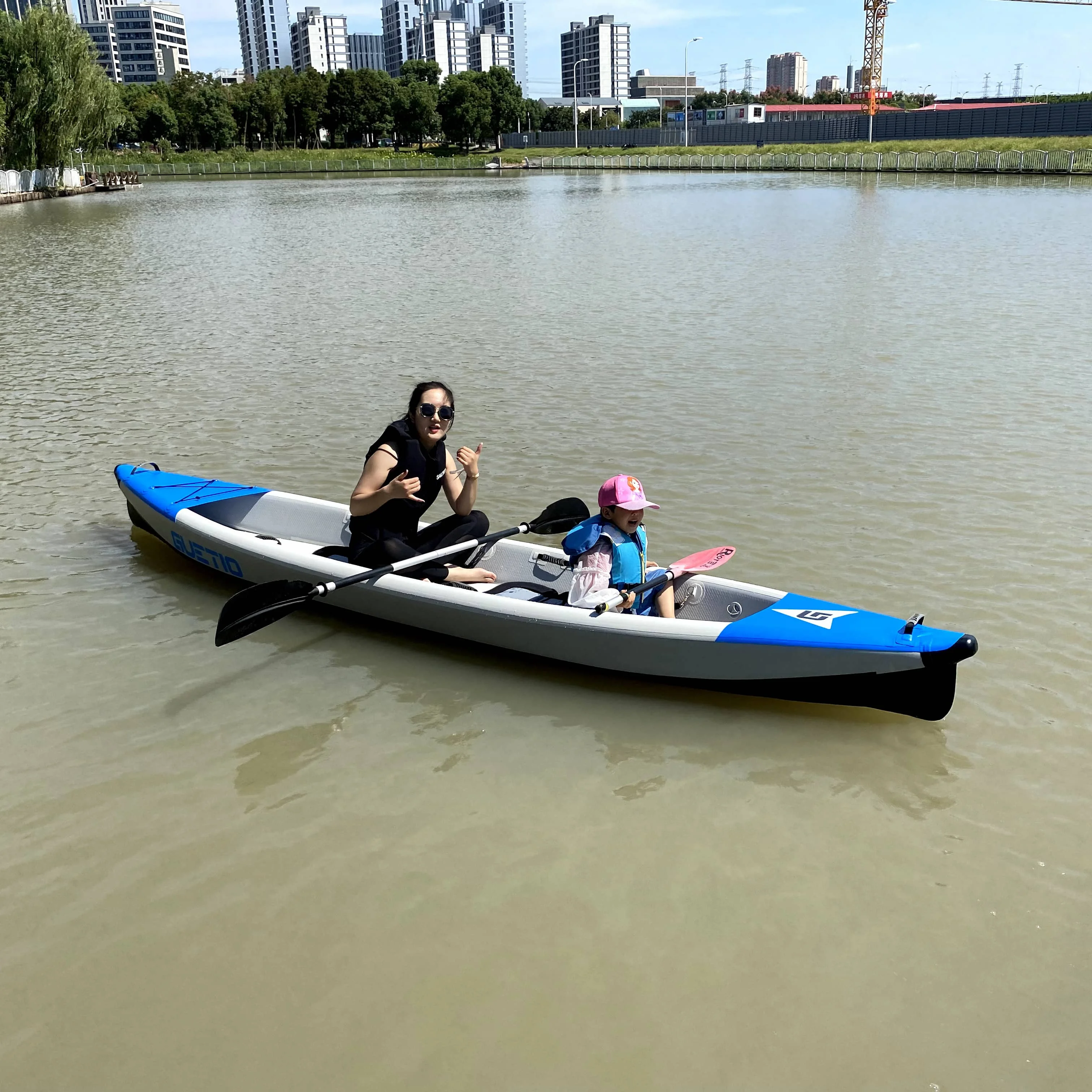 Portable Double Seat Kayak Foldable Inflatable Fishing Boat Canoe Outdoor 2 Person Kayak
