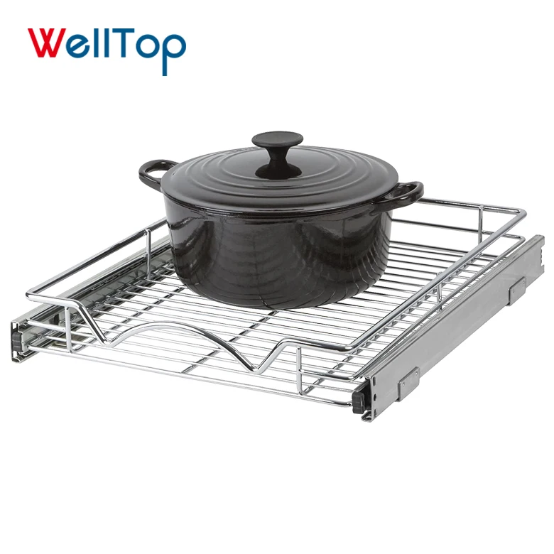 Kitchen Cabinet Organiser Pull Out Wire Basket Base Unit Storage In Various Sizes VT-09.440