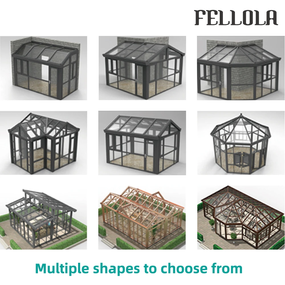 Изогнутые свободный стоящий 4 сезона тепловой сборные алюминиевая рамка сборные плоское стекло солярии