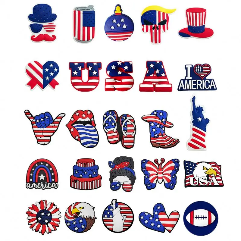 Independence Day clog charm shoe clog decoration PVC soft rubber accessories New Arrival Cartoon Yoda Star Japanese anime Wars