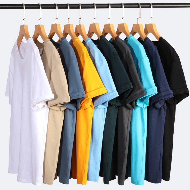 OEM Custom  DTF Printing Embroidery Logo Round Collar O Neck 100% Cotton Heavy Weight Tshirt Unisex DTG Men t Shirts