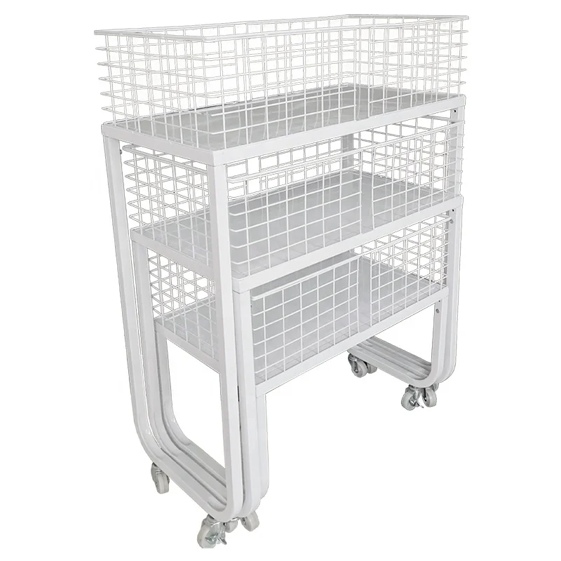 Store Folding Promotion Desk Table Snack Drink Bottle Product Accessories Storage Basket Risers Ladder Metal Display Stand Rack