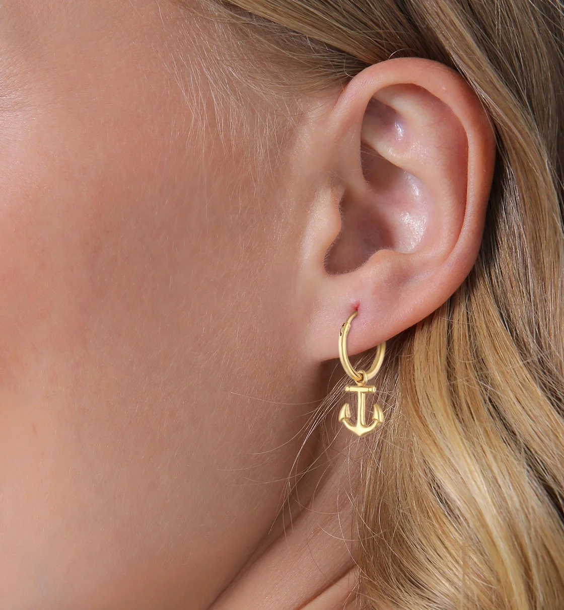 Milskye simple jewelry for women 18k gold 925 silver creoles anchor pendant hoop earrings