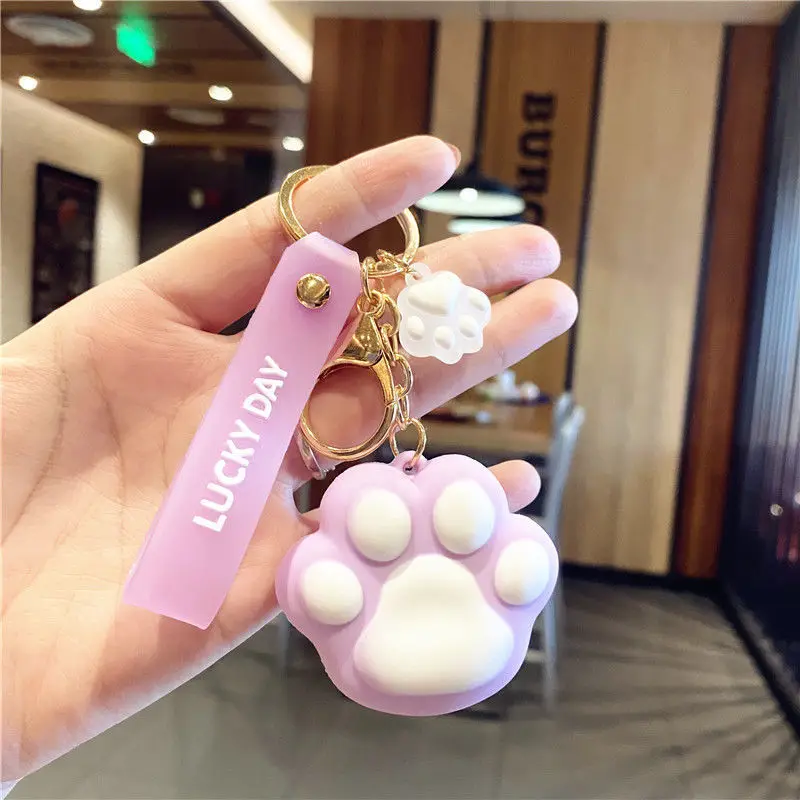 Dropping Cat Claw Cute Doll Keychain Silicone Couple Car Key Chain Cartoon Design Bag Pendant Keychain