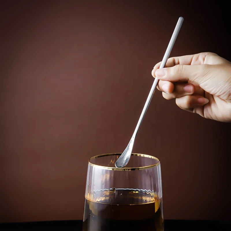  High quality mirror stainless steel 304 copper gold cocktail stirrer long bar spoon for bartender