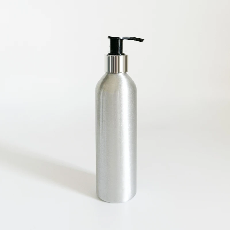 stainless steel skincare packaging 400 ml 8oz circle aluminium pump lotion and shower gel cosmetic bottle