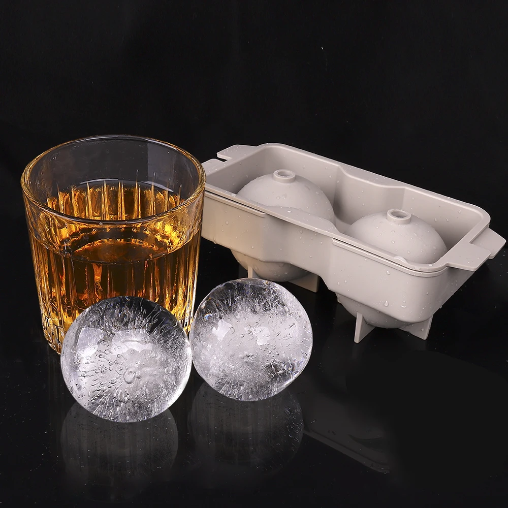 Large Round Ice Ball Mold Spheres Big Ice Cube Makers Silicone Tray with Removable Flexible