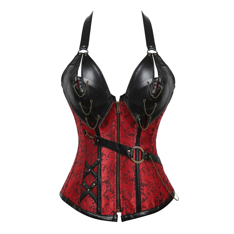 Halter sexy shapewear gothic punk style corset elastic belt slim shapewear with buckle
