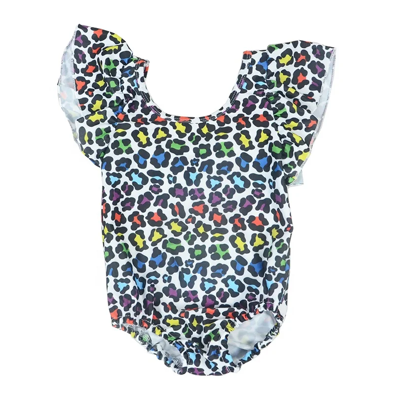 
high quality baby girls swimwear kids children swimming suit leopard printed bathing suit 