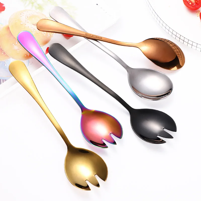 Colorful Wedding Party Dinner Ice Cream Coffee Dessert Flatware Salad Servers Spoon And Fork Set Stainless