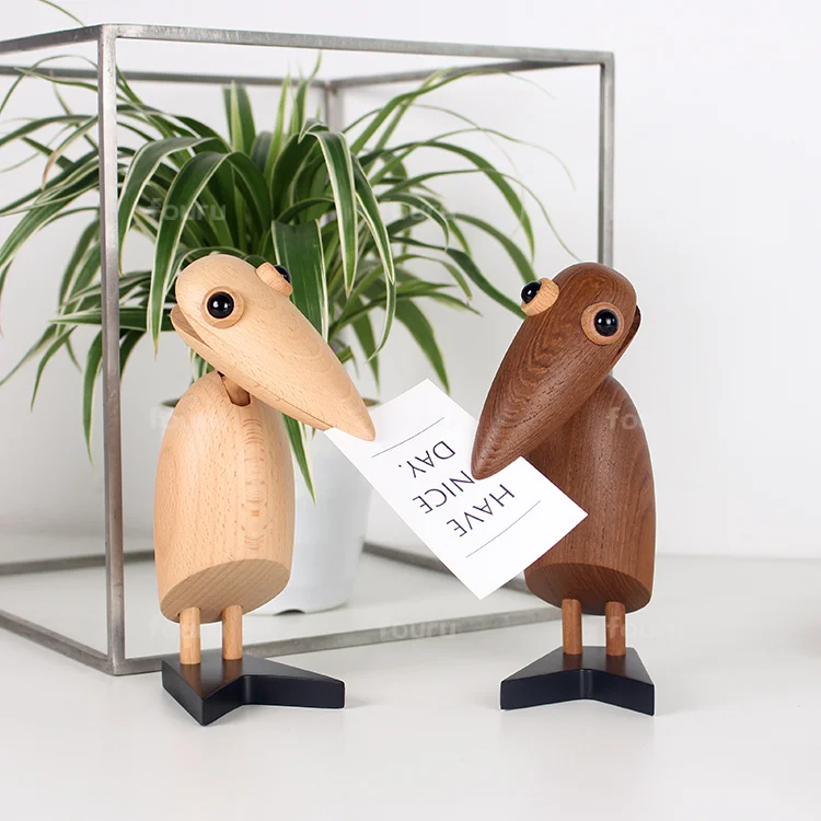 nordic creative style home decor beech wood animal bird handicraft for art deco statue kids wooden gift