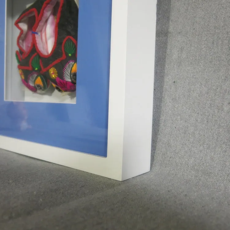 hot selling wooden shadow box for collection baby first shoe frame