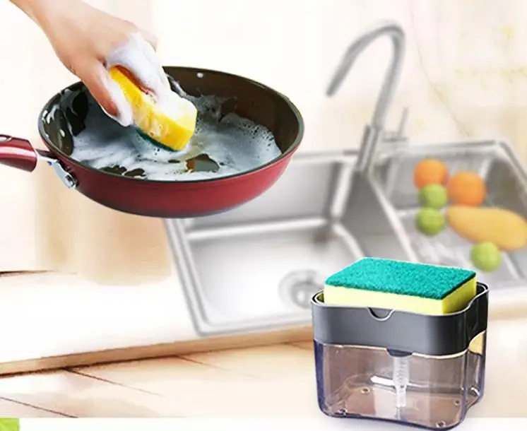 Multifunction Dish Soap Dispenser and Sponge Holder for Kitchen Sink Bathroom Washing Soap Dispenser