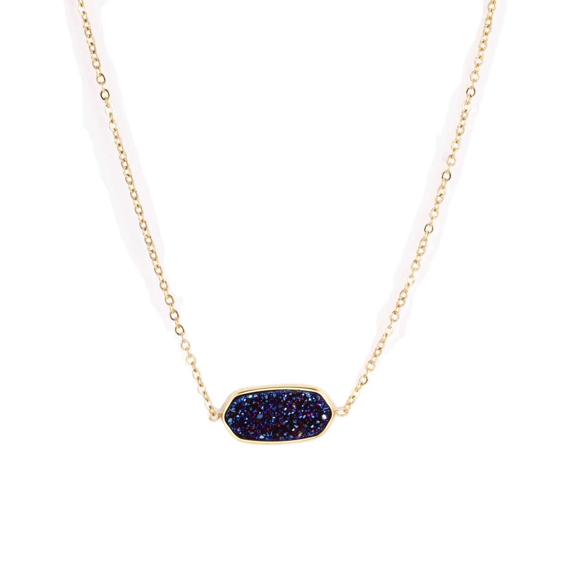 Gold Round Pendant Necklace Jewelry Christmas Gift Druzy Necklace