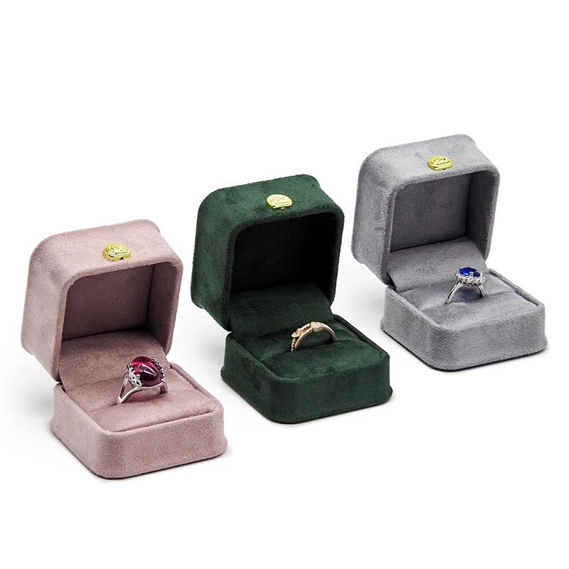 Customized Suede Velvet Jewelry Box  Ring Earring Bracelet Necklace Box Jewelry Packaging Box with Logo